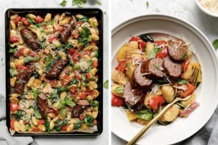 Easy Sheet Pan Gnocchi with Kielbasa and Vegetables Recipe